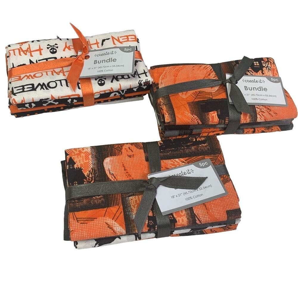 15 New 18" by 21" Halloween Haunted House Pumpkin Cotton Fat Quarters Fabric